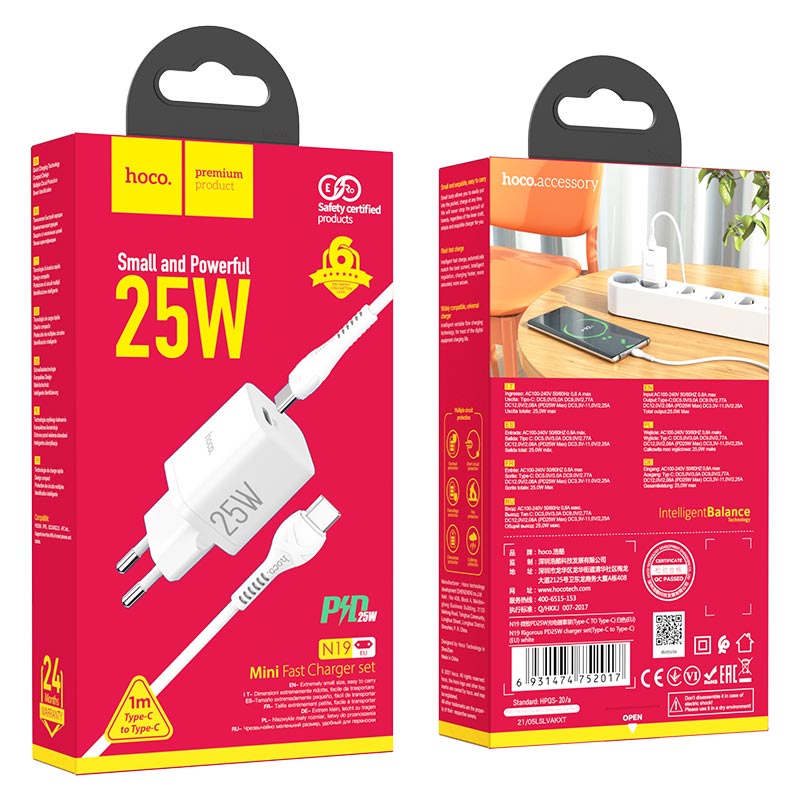 Wall charger “N19 Rigorous” PD25W EU set with cable