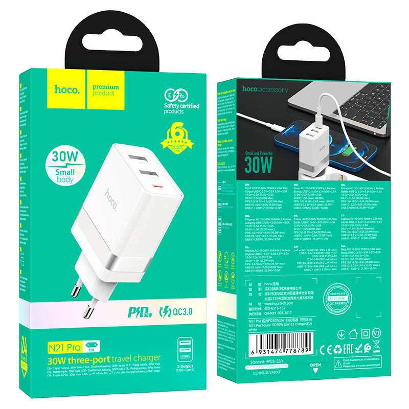 Wall charger “N21 Pro Tourer” PD30W EU set with cable