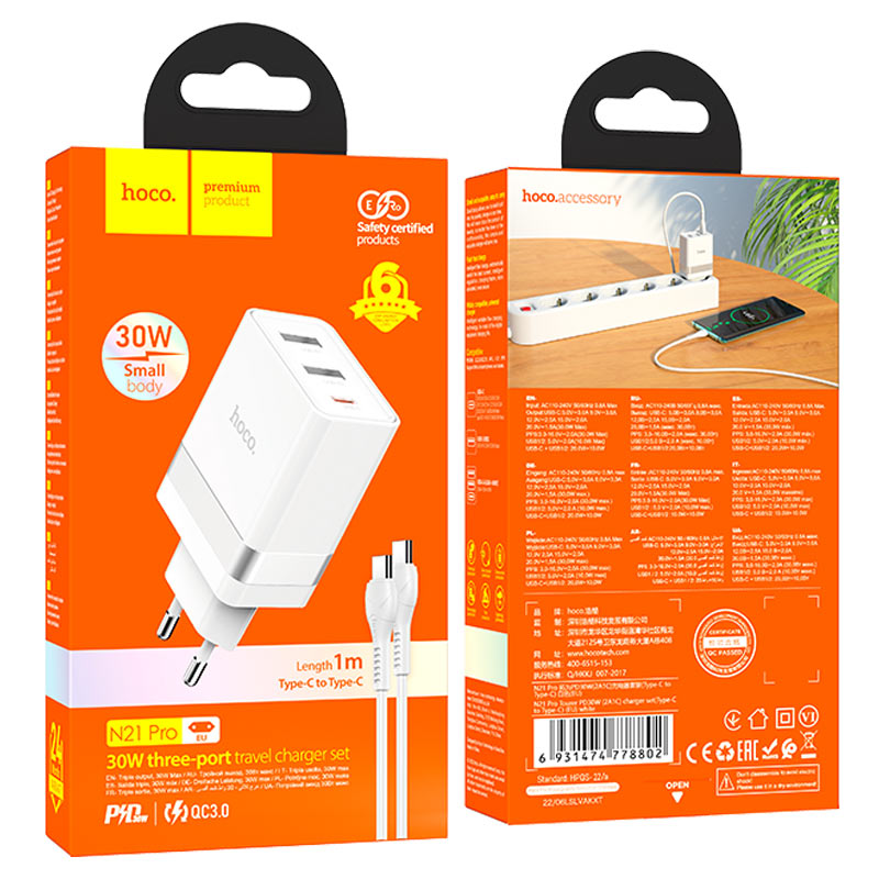 Wall charger “N21 Pro Tourer” PD30W EU set with cable