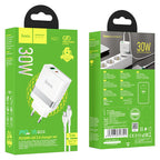 Wall charger “N21 Topspeed” dual port PD30W + QC3.0 EU set with cable