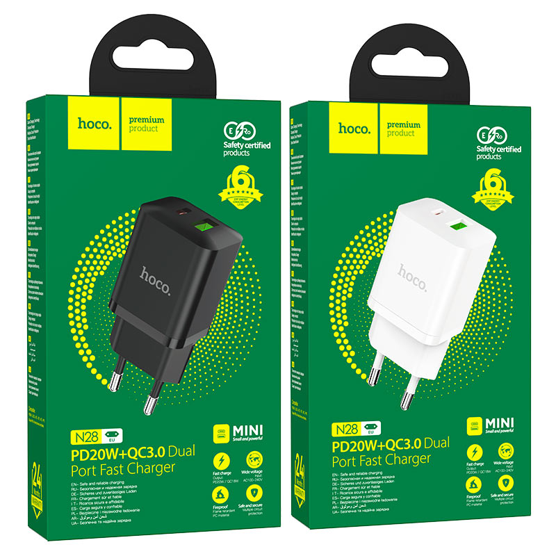 Wall charger “N28 Founder” PD20W + QC3.0 EU cable set