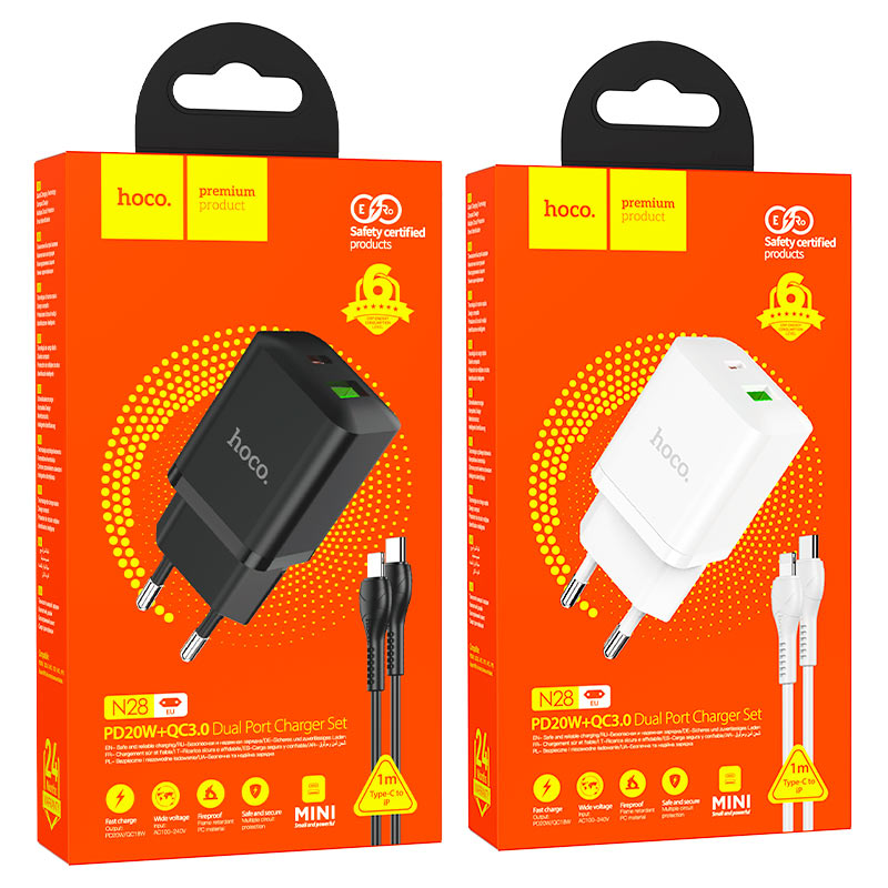 Wall charger “N28 Founder” PD20W + QC3.0 EU cable set