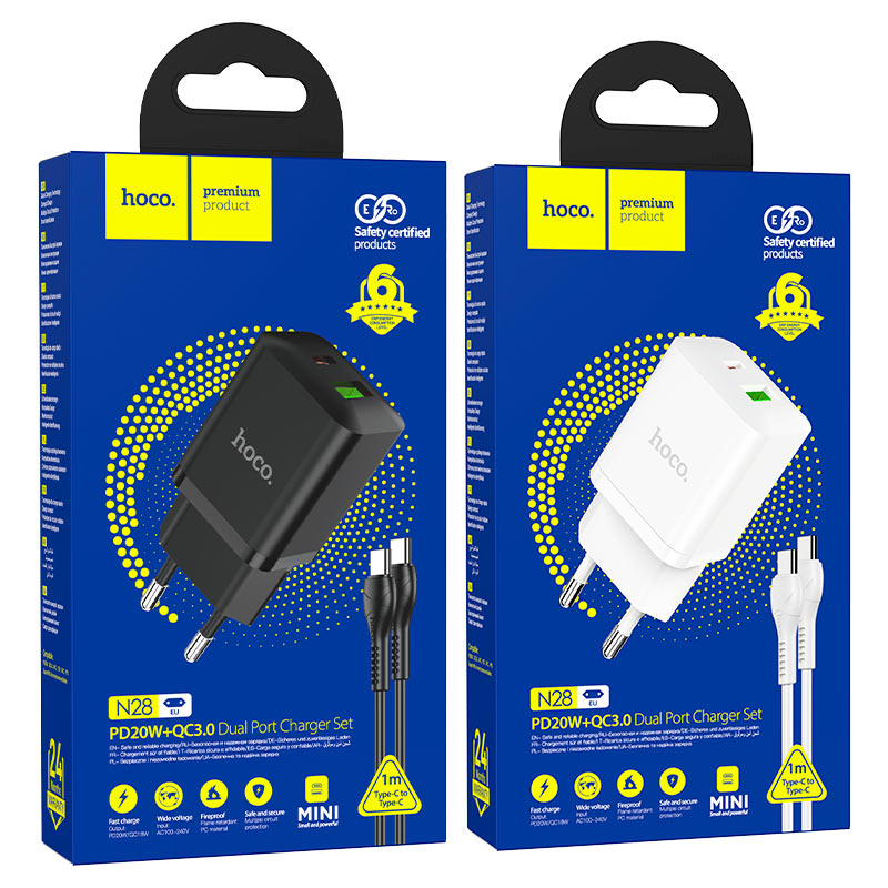 Wall charger “N28 Founder” PD20W + QC3.0 EU cable set