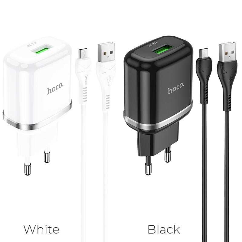 Wall charger “N3 Vigour” QC3.0 EU plug set with cable