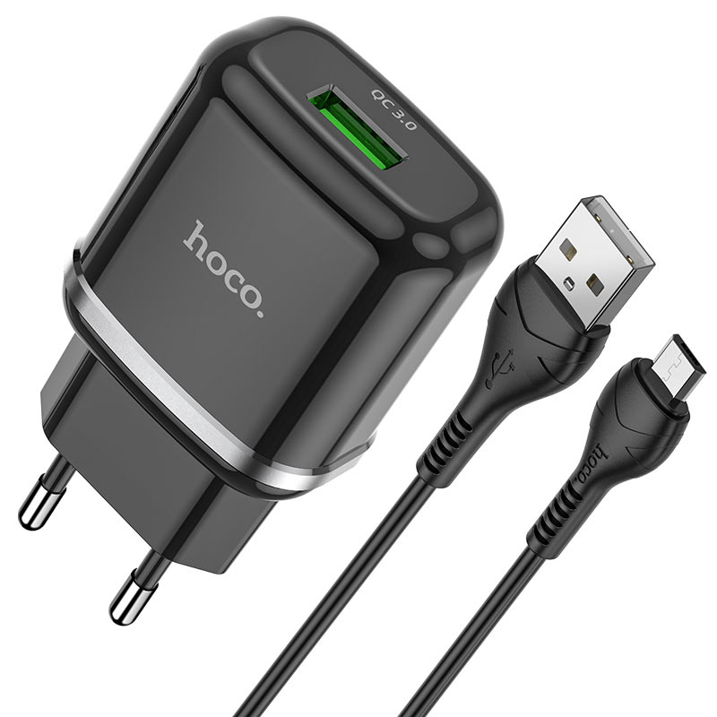 Wall charger “N3 Vigour” QC3.0 EU plug set with cable