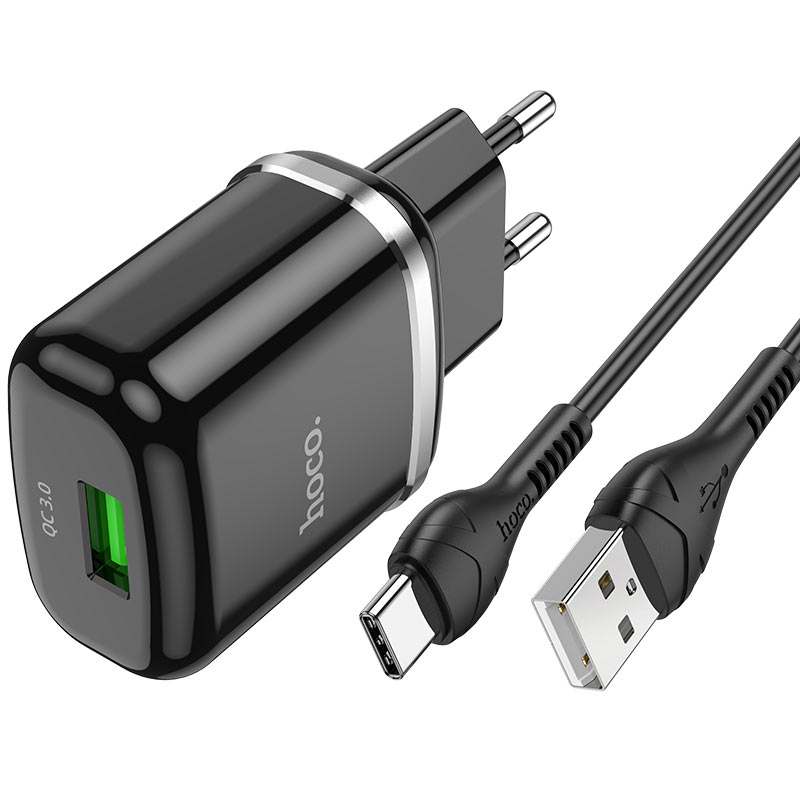 Wall charger “N3 Vigour” QC3.0 EU plug set with cable