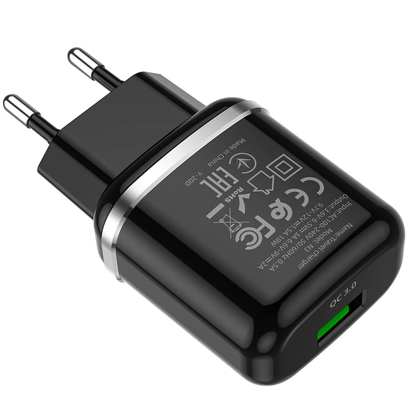 Wall charger “N3 Vigour” QC3.0 EU plug set with cable