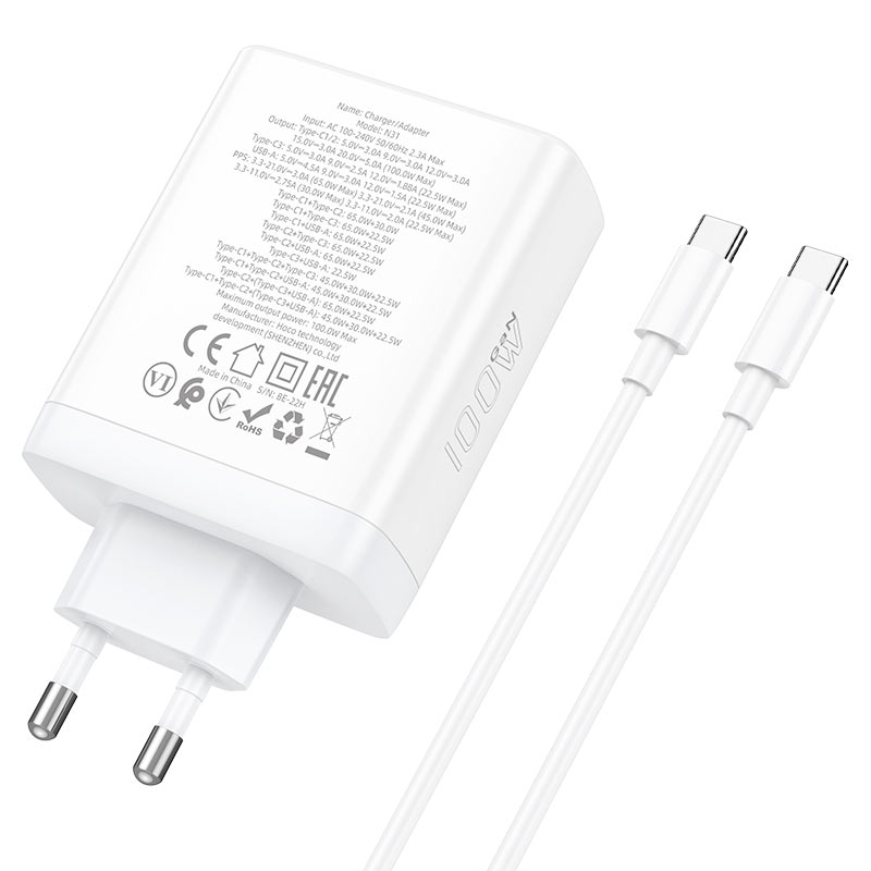 Wall charger “N31 Leader” PD100W + QC3.0 EU cable set