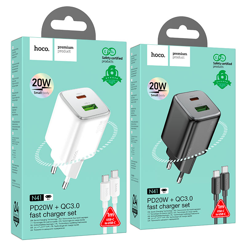 Wall charger “N41 Almighty” PD20W + QC3.0 EU cable set