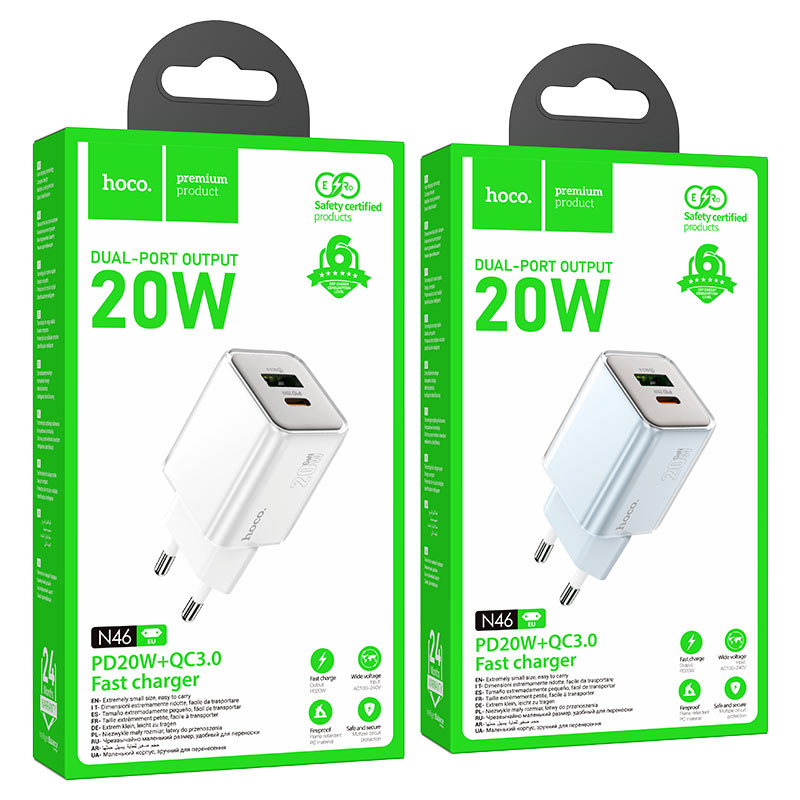 Wall charger “N46 Glorious” PD20W + QC3.0 EU cable set