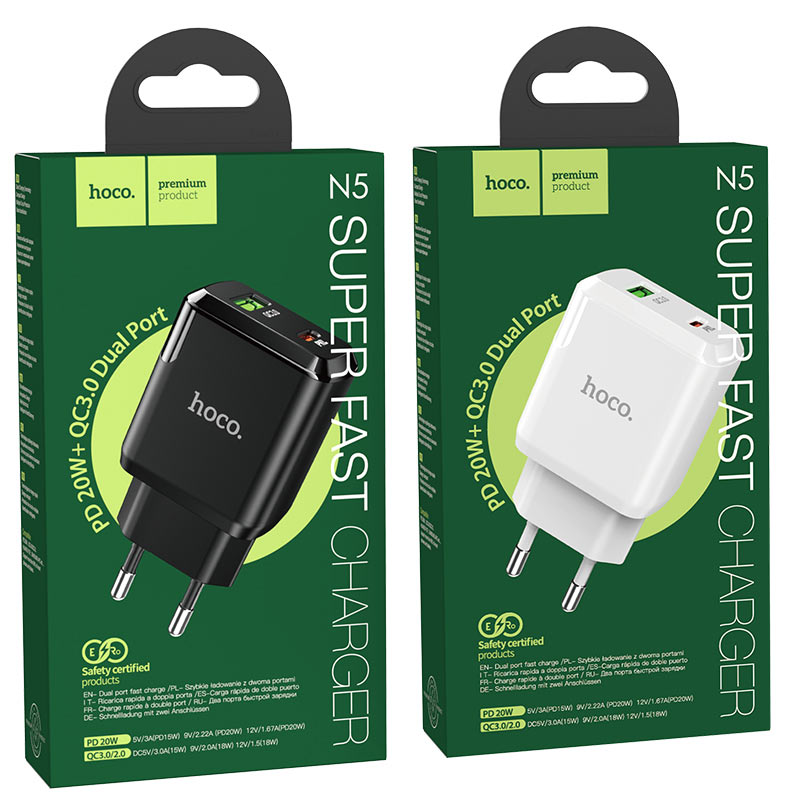 Wall charger “N5 Favor” PD20W + QC3.0 EU set with cable