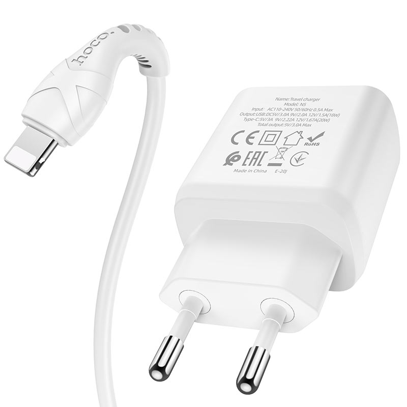 Wall charger “N5 Favor” PD20W + QC3.0 EU set with cable