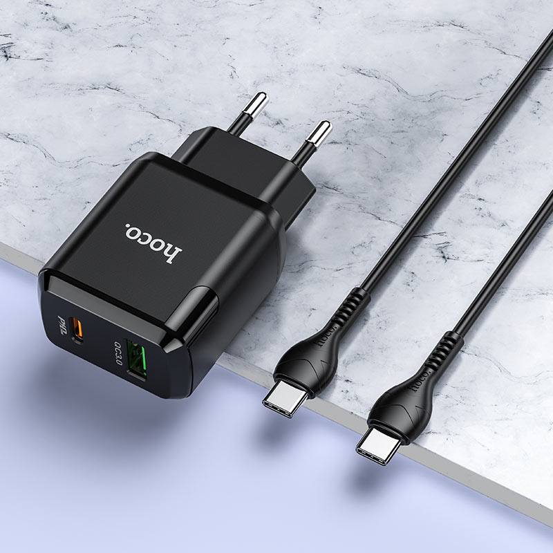 Wall charger “N5 Favor” PD20W + QC3.0 EU set with cable
