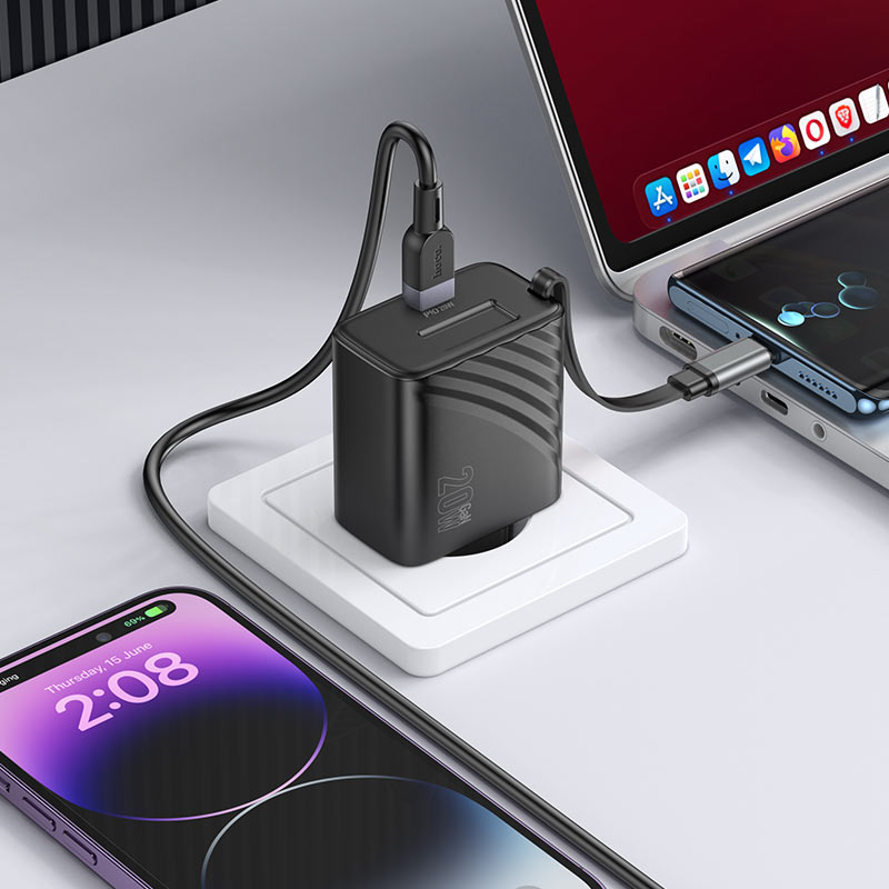 Wall charger “N57 Full” PD20W EU retractable cable
