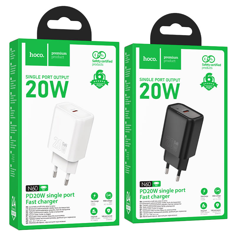 Wall charger “N60 Gentle” PD20W EU cable set