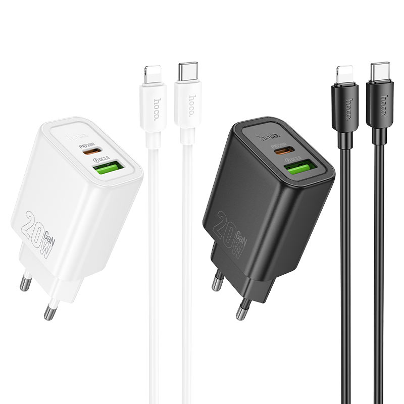 Wall charger “N61 Gentle” PD20W + QC3.0 EU cable set
