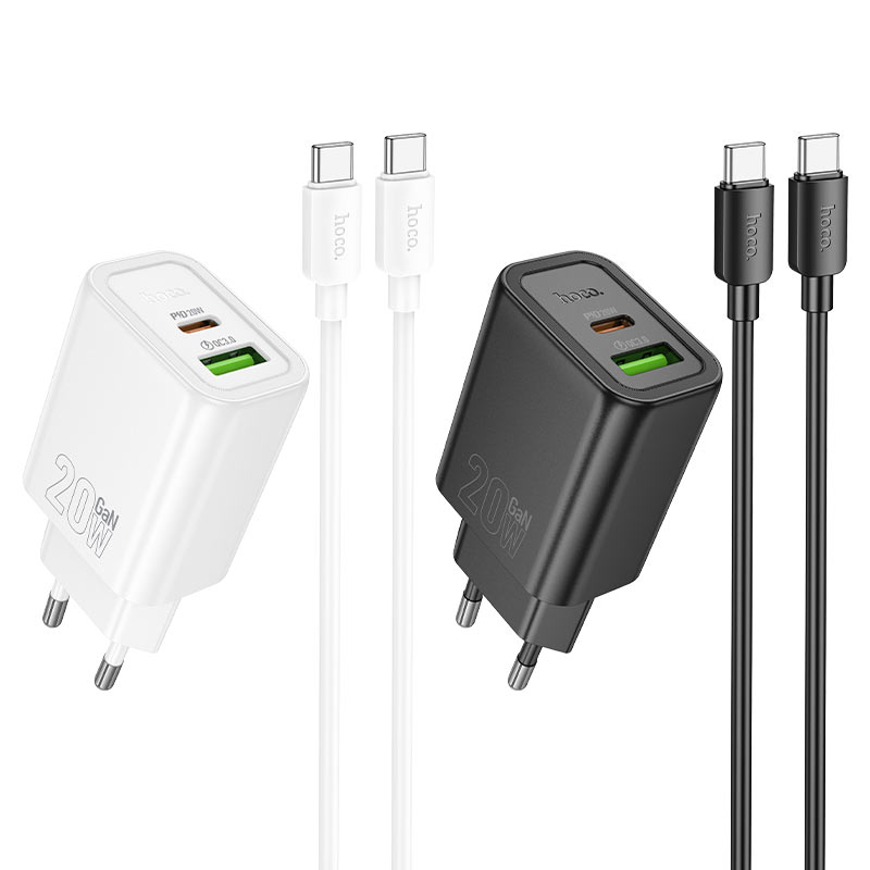Wall charger “N61 Gentle” PD20W + QC3.0 EU cable set