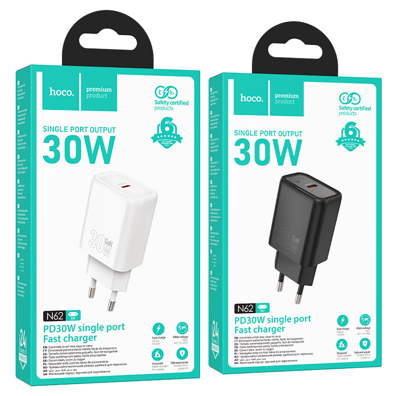 Wall charger “N62 Gentle” PD30W EU cable set