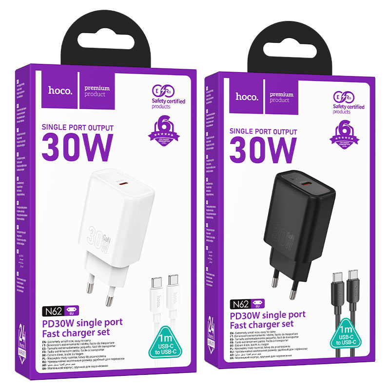 Wall charger “N62 Gentle” PD30W EU cable set