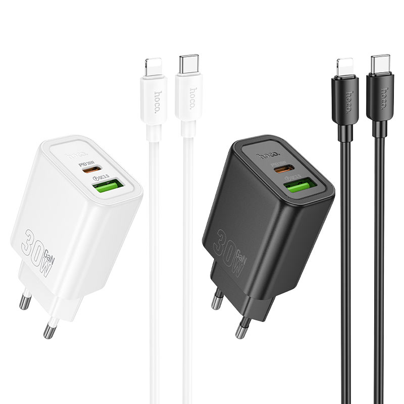 Wall charger “N63 Gentle” PD30W + QC3.0 EU cable set