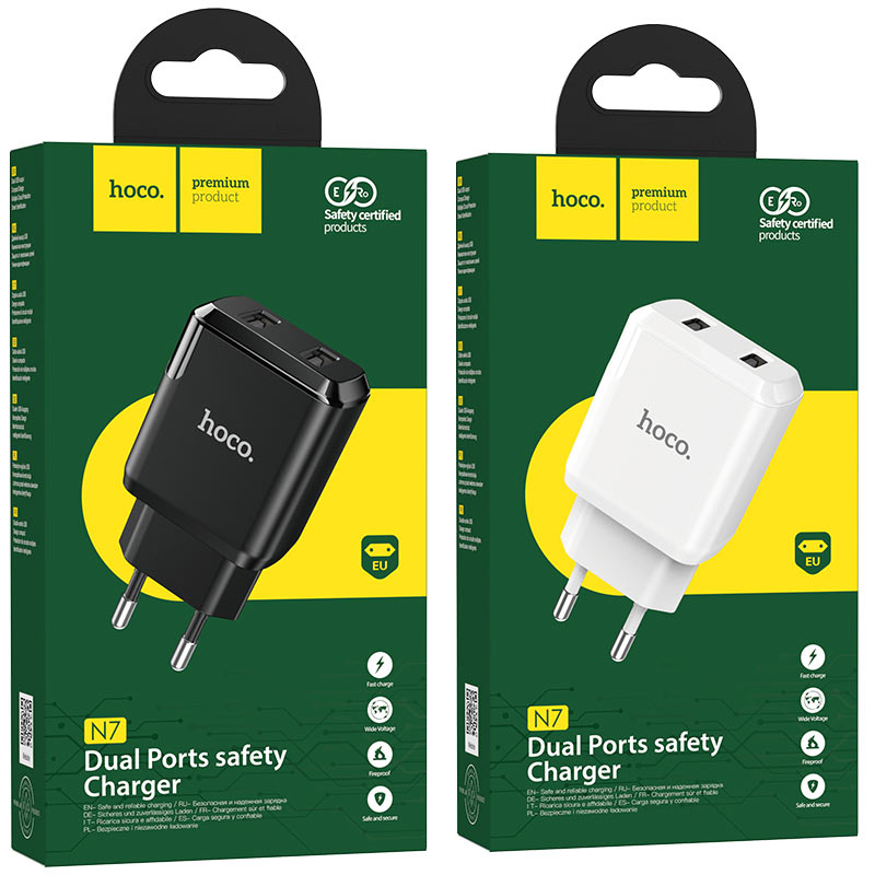 Wall charger “N7 Speedy” dual port EU set with cable