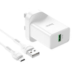 Wall charger “NK5 Seal” single port QC3.0 UK set with cable
