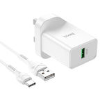 Wall charger “NK5 Seal” single port QC3.0 UK set with cable