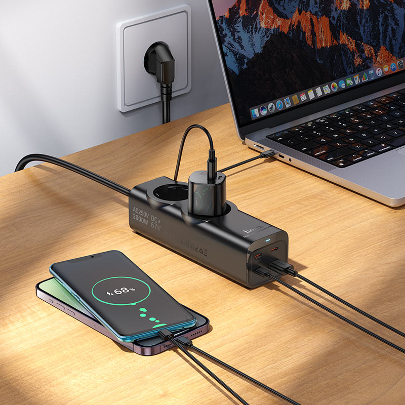 Power strip “NS10 Wisdom” PD67W 4 ports + 2 sockets EU / GER