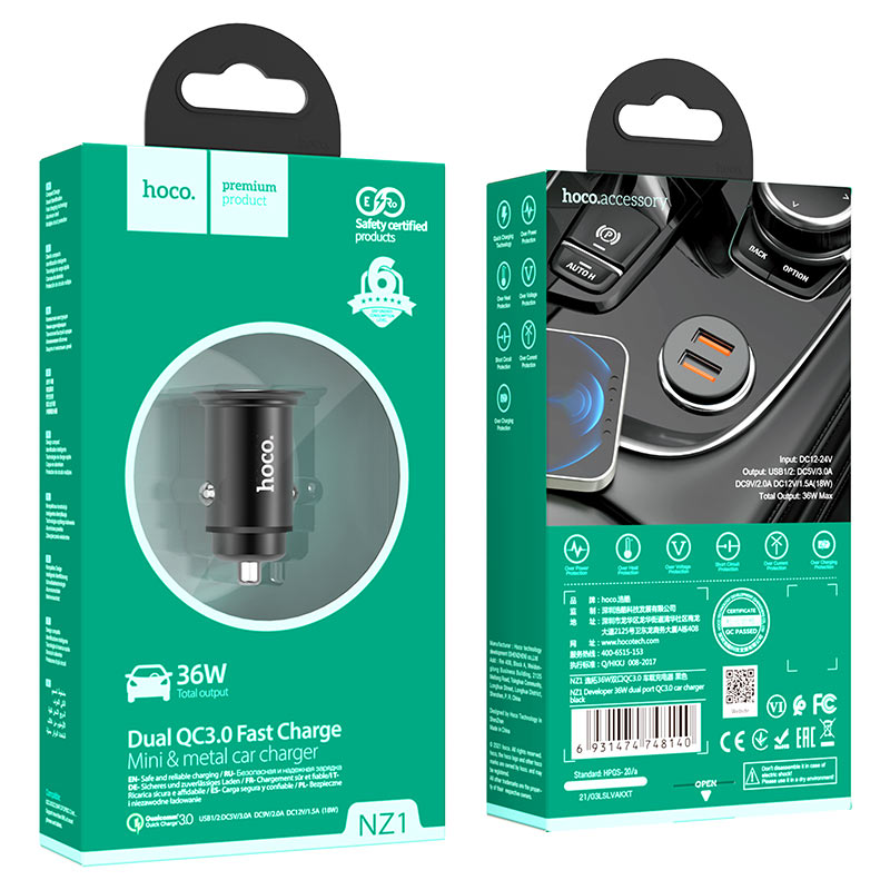 Car charger “NZ1 Developer” QC3.0 set with cable