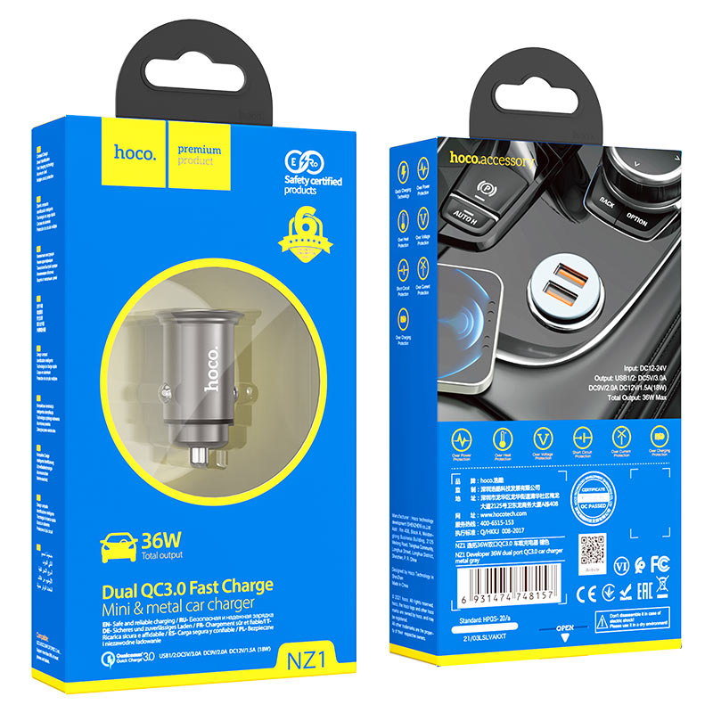 Car charger “NZ1 Developer” QC3.0 set with cable