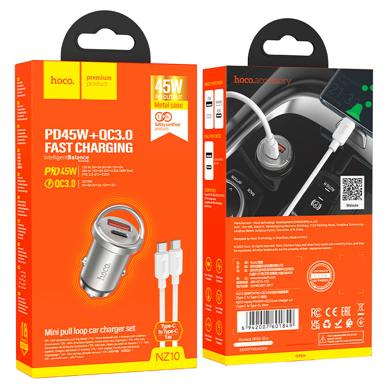 Car charger “NZ10 Handy” 45W cable set