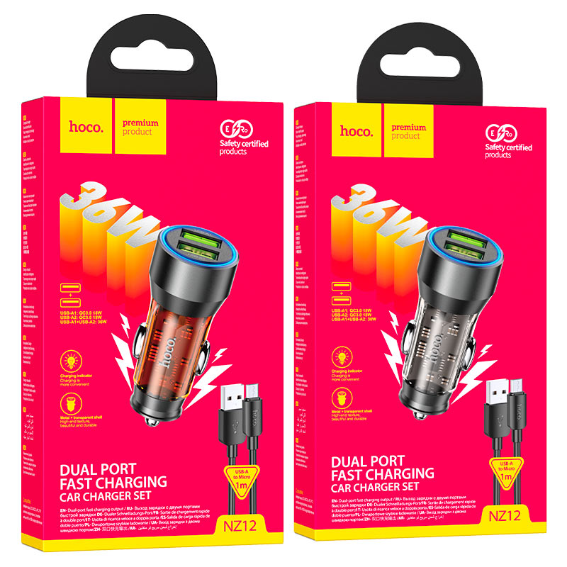 Car charger “NZ12 Prosperity” 36W cable set