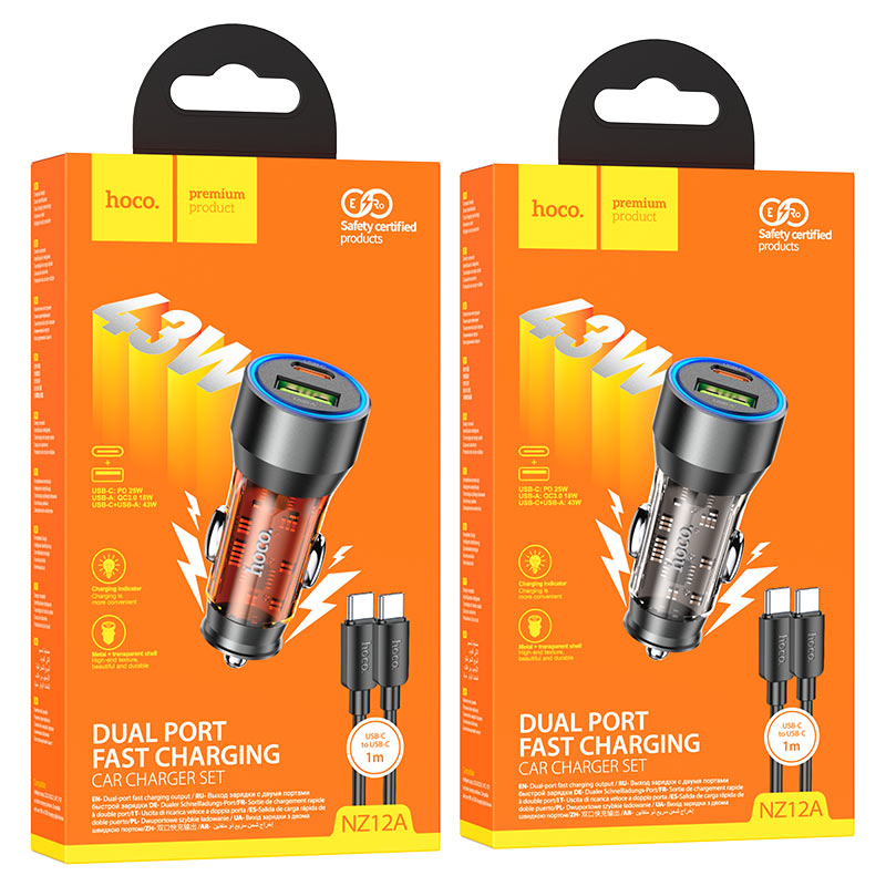 Car charger “NZ12A Action” 43W cable set