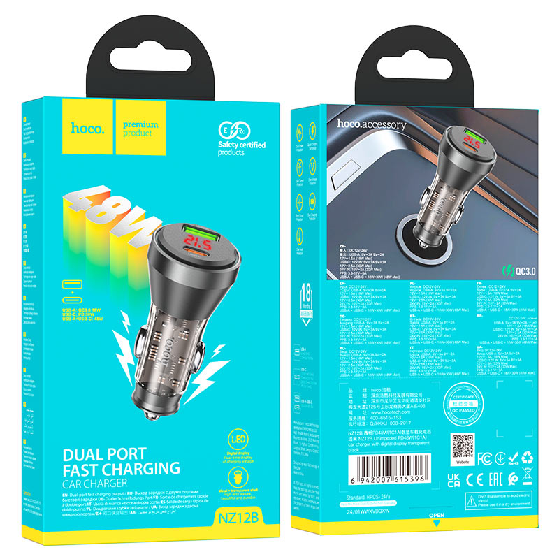 Car charger “NZ12B Unimpeded” 48W cable set