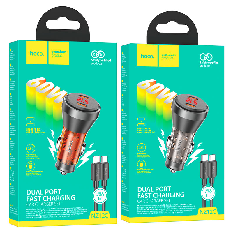 Car charger “NZ12C Graceful” 60W cable set
