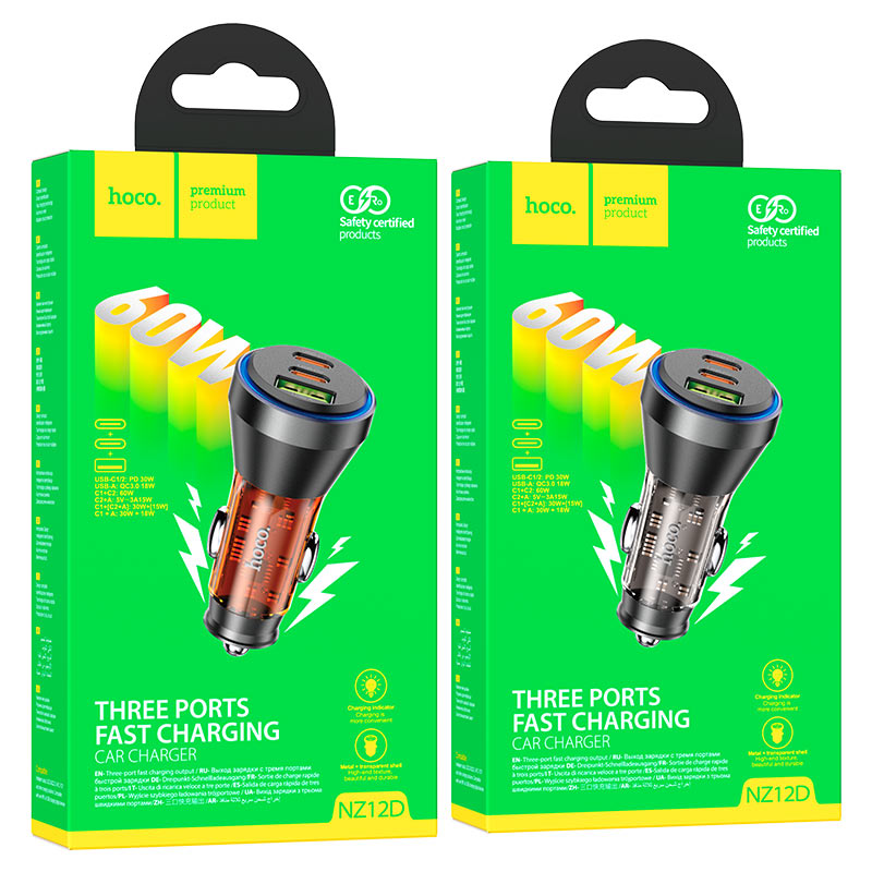 Car charger “NZ12D Lucky” 60W cable set