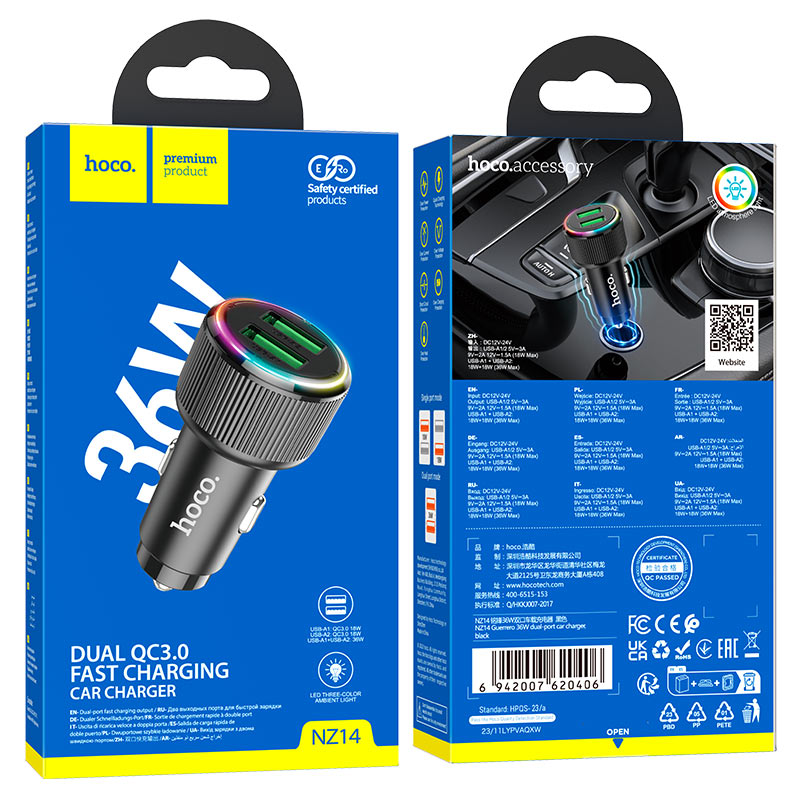 Car charger “NZ14 Guerrero” 36W cable set