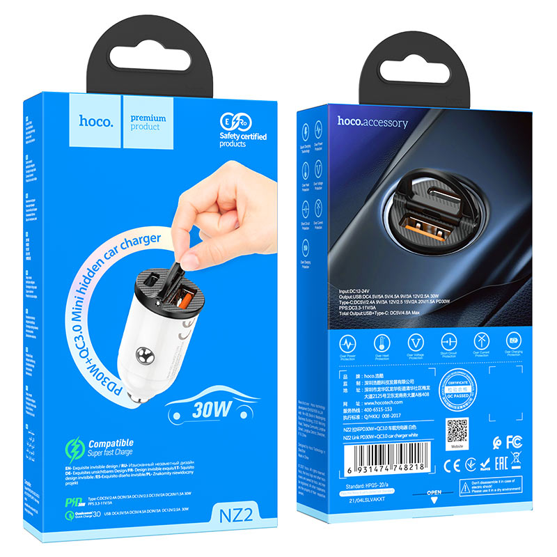 Car charger “NZ2 Link” PD30W+QC3.0 set with cable