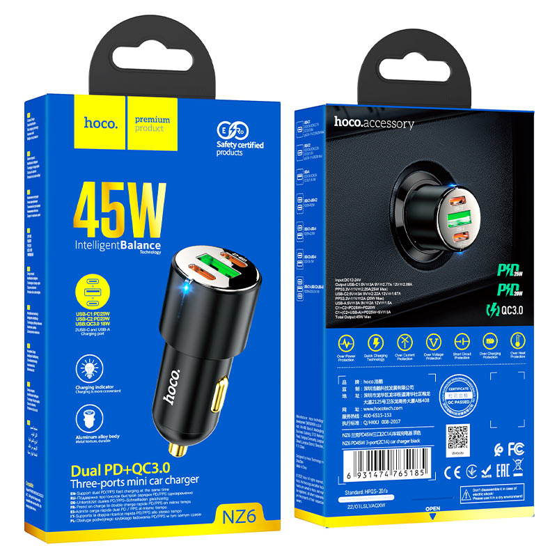 Car charger “NZ6” PD45W set with cable