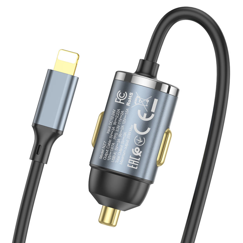 Car charger “NZ7” PD20W + QC3.0 with built-in cable
