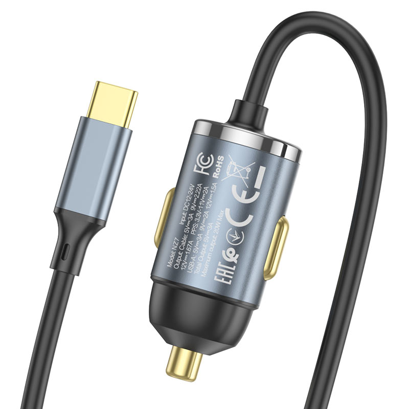 Car charger “NZ7” PD20W + QC3.0 with built-in cable