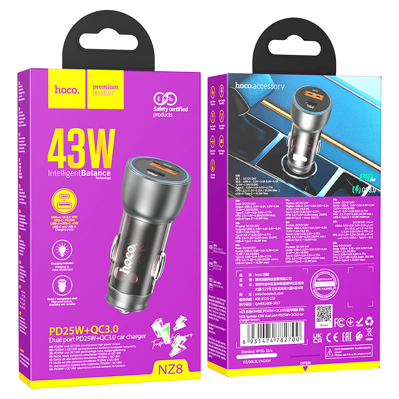 Car charger “NZ8 Sprinter” 43W cable set