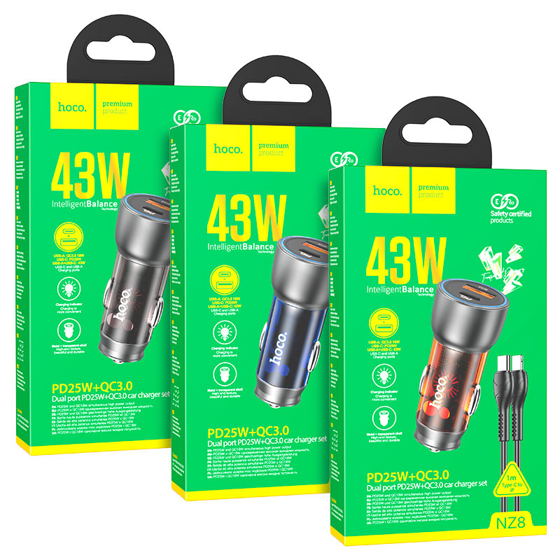 Car charger “NZ8 Sprinter” 43W cable set