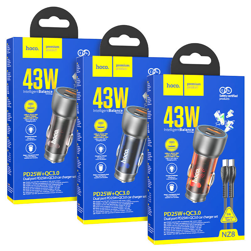 Car charger “NZ8 Sprinter” 43W cable set