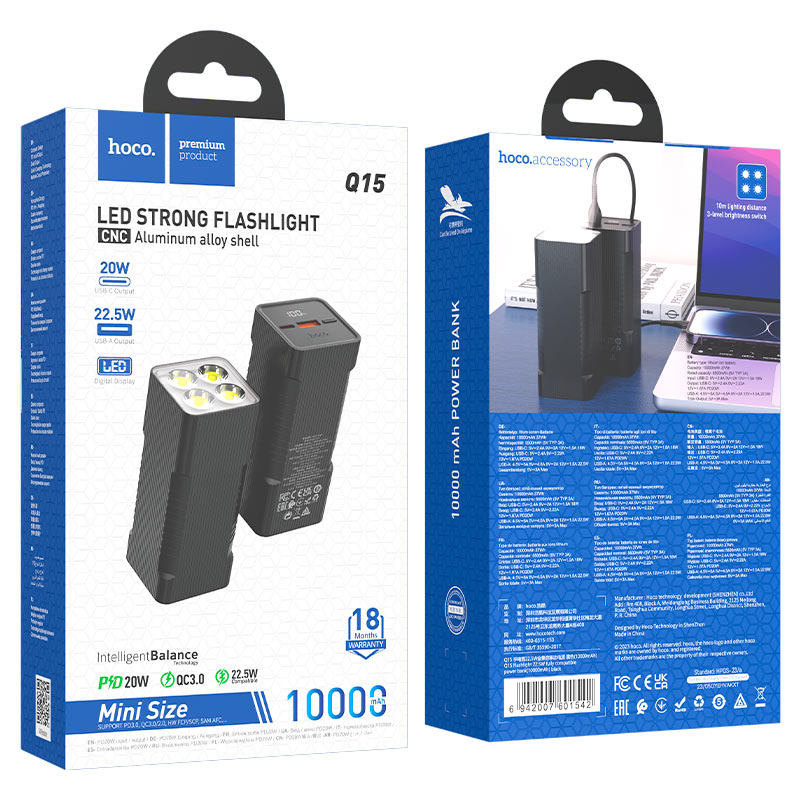 Power bank “Q15 Flashlight” 22.5W 10000mAh