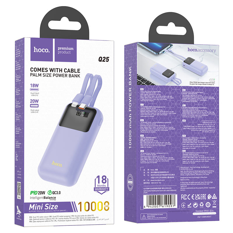 Power bank “Q25 Graceful” PD20W + QC3.0 10000mAh