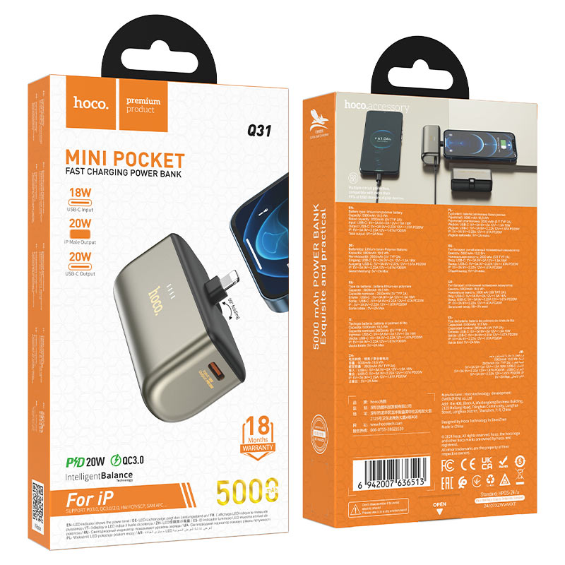 Power bank “Q31 Ingenious” PD20W 5000mAh iP ver.