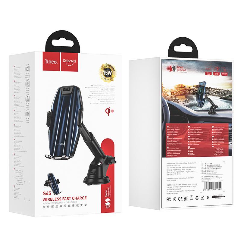 Car wireless charger “S45 Energia” for dashboard and air outlet