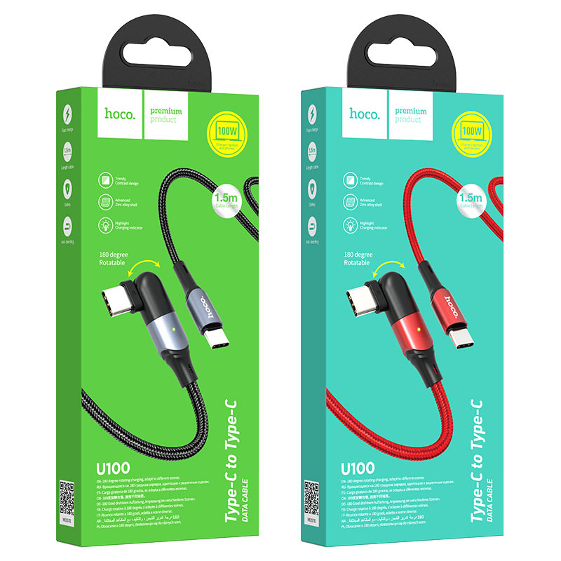 Cable Type-C to Type-C “U100 Orbit” 100W charging data sync