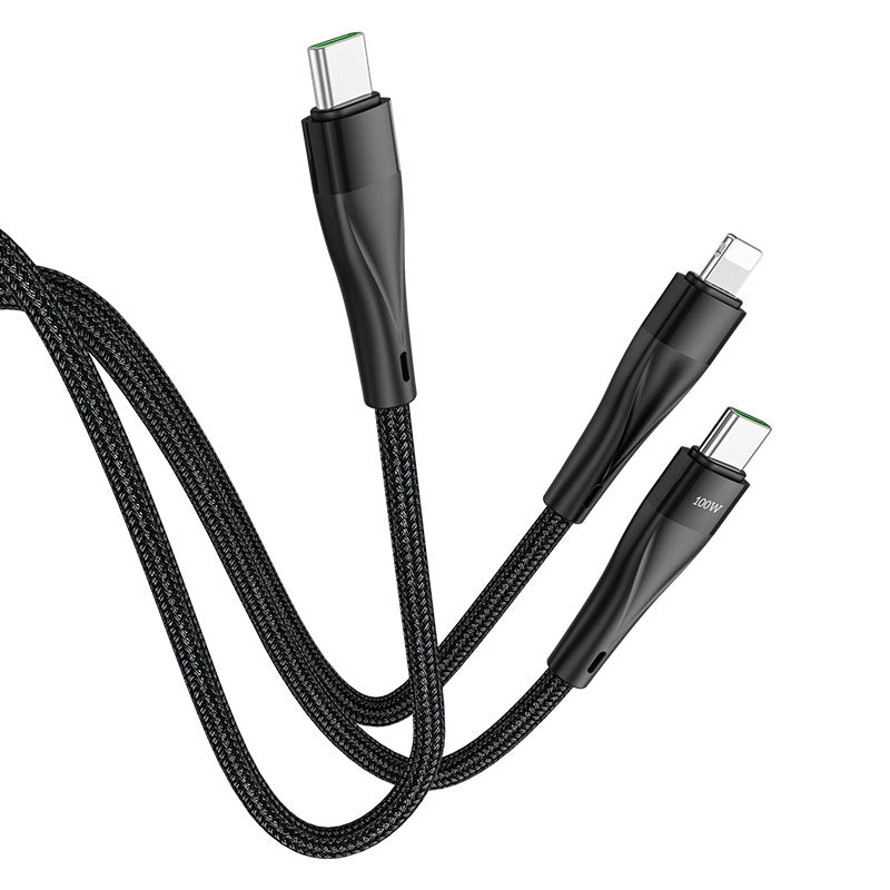 Cable 2-in-1 Type-C to Lightning / Type-C “U102 Super” 100W